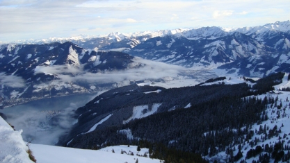Zell am See, Цел ам Зее, изглед от пистите към езерото